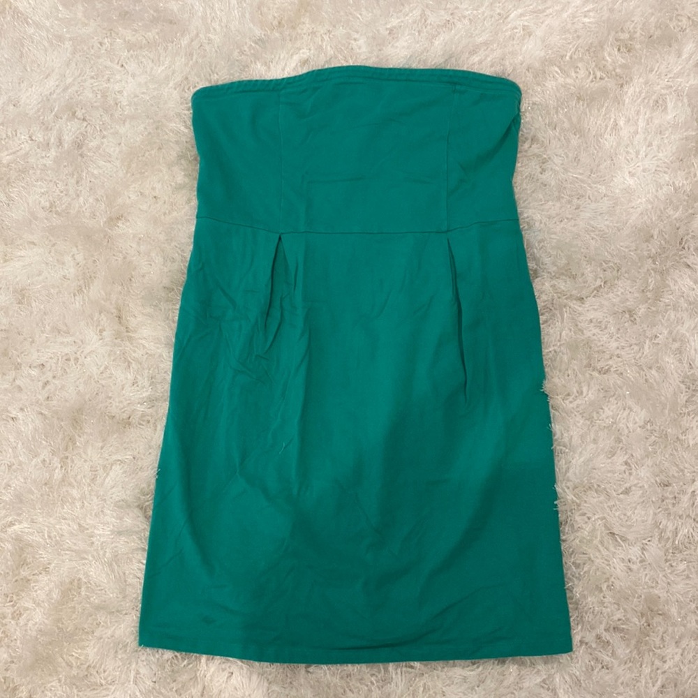 Apple green dress. Strapless